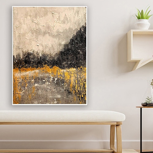 Großes abstraktes Gemälde, handgemaltes Wandkunstgemälde, übergroßes Gemälde, gelbes Gemälde, goldenes Gemälde für Wohnzimmer, Wandkunst, abstraktes Gemälde, Heimdekoration, Dekor, fertig zum Image