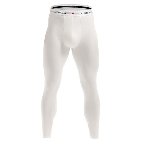 Herren Lange Unterhosen Thermounterwäsche Thermohose Einfarbig Basic Einfach Heim Täglich Elasthan Warm Atmungsaktiv Lange Hose Hose Elastische Taille Winter Herbst Schwarz Grau Image