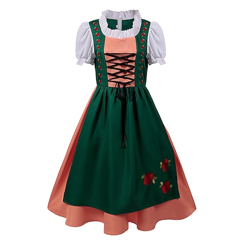 Oktoberfest Dirndl Trachtenkleider Oktoberfest / Bier Bayerisch Bayerisch Wiesn Traditioneller Stil Wiesn Damen Stoff im traditionellen Stil Kleid Schürze Image