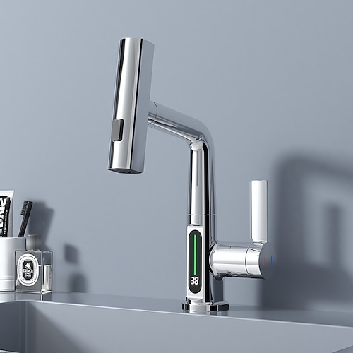 Waschbecken Wasserhahn - drehbar / Ausziehbare / LED Galvanisierung / Lackierte Oberflächen Mittellage Einhand Ein LochBath Taps Image