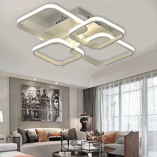 4-flammig 58 cm quadratische formen design deckenleuchten led aluminium silikagel deckenleuchte moderne nordische stil kinderzimmer schlafzimmer lichter 110-120v 220-240v Image
