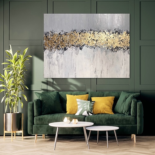 Handgefertigtes goldblaues Gemälde, handgemaltes Ölgemälde, Wandkunst, Goldfolienmalerei auf Leinwand, große Wandkunst, Textur, zeitgenössische Kunst, Heimdekoration, gerollte Leinwand Image