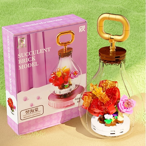 Weihnachtsgeschenke für Frauen Mama Sie Sukkulenten in Glühbirne Bauklötze Set mit 2 LED Lichterkette DIY 3 einstellbare Blitzgeschwindigkeiten Weltfrauentag Muttertagsgeschenke für Mädchen Image
