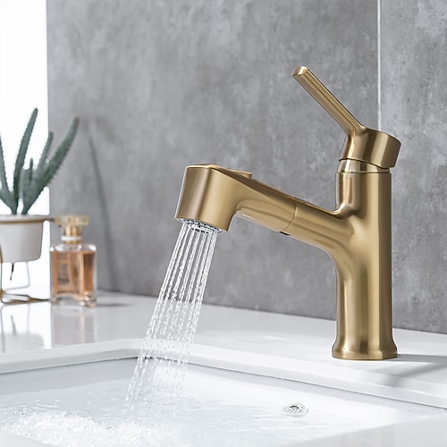 Waschbecken Wasserhahn - Ausziehbare Galvanisierung Mittellage Einhand Ein LochBath Taps Image