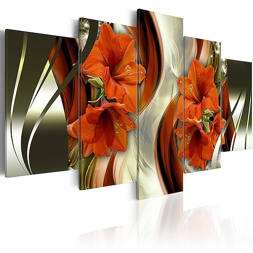 5 Panel Wandkunst Leinwanddrucke Malerei Kunstwerk Bild Blume Heimtextilien Dekor gerollte Leinwand kein Rahmen ungerahmt ungedehnt Image