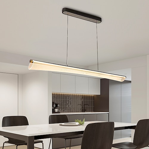 LED-Pendelleuchte aus Acryl, modernes Licht, stufenlose Dimmung, 3 Lichtfarben, 60/90/120 cm, Einzeldesign, Aluminium, stilvolle Insel, minimalistisch, lackierte Oberflächen, moderner nordischer Image