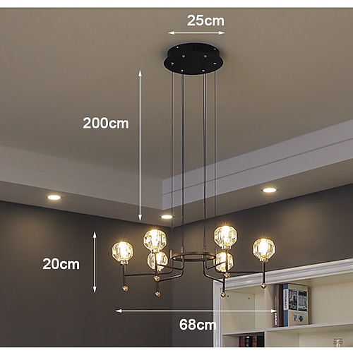 LED-Kronleuchter, moderne Sputnik-Pendelleuchte, 6/12 Köpfe, LED-Deckenleuchte, G9-Hängeleuchte, Wohnzimmer, Restaurant, Bar, Küche, Inselbeleuchtung, Schwarz, 110–240 V Image