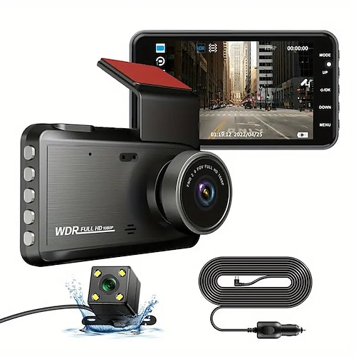 4-Zoll-Dashcam-Auto-DVR 24h HD 1080p-Dash-Kamera Dual-Lens-Videorecorder 1080p Black-Box-Zyklus-Dashcam-Spiegel-Fahrrekorder