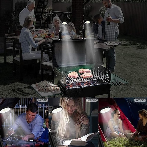 2 Stück Mehrzweck-Grilllicht mit magnetischer Basis, 360° verstellbar, Outdoor-Camping für Party, Grilllichter, Grillzubehör, AAA, batteriebetrieben Image