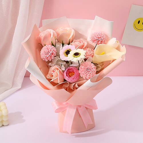 Weihnachtsgeschenke für Frauen Mama Sie Geschenke zum Internationalen Frauentag Muttertagsgeschenke für Mädchen Kleines frisches ewiges Seifenbouquet Mix und Match Stil Kreatives Hochzeitsgeschenk Image