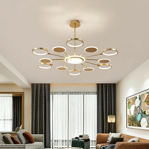 6/8/12 Köpfe LED-Pendelleuchte Kronleuchter modern schwarz gold Kreis verstellbares Design Metall künstlerischer Stil aushöhlen lackierte Oberflächen zeitgenössischer nordischer Stil 110-120 V 220-240 V Image