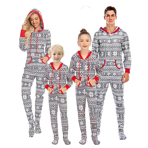 Rentier Rudolf Familie Weihnachten Pyjamas Kigurumi-Pyjamas Weihnachtspyjamas Damen Weihnachten Passende Familienoutfits Erwachsene Weihnachten Karneval Maskerade Heiligabend Weihnachten Party Image
