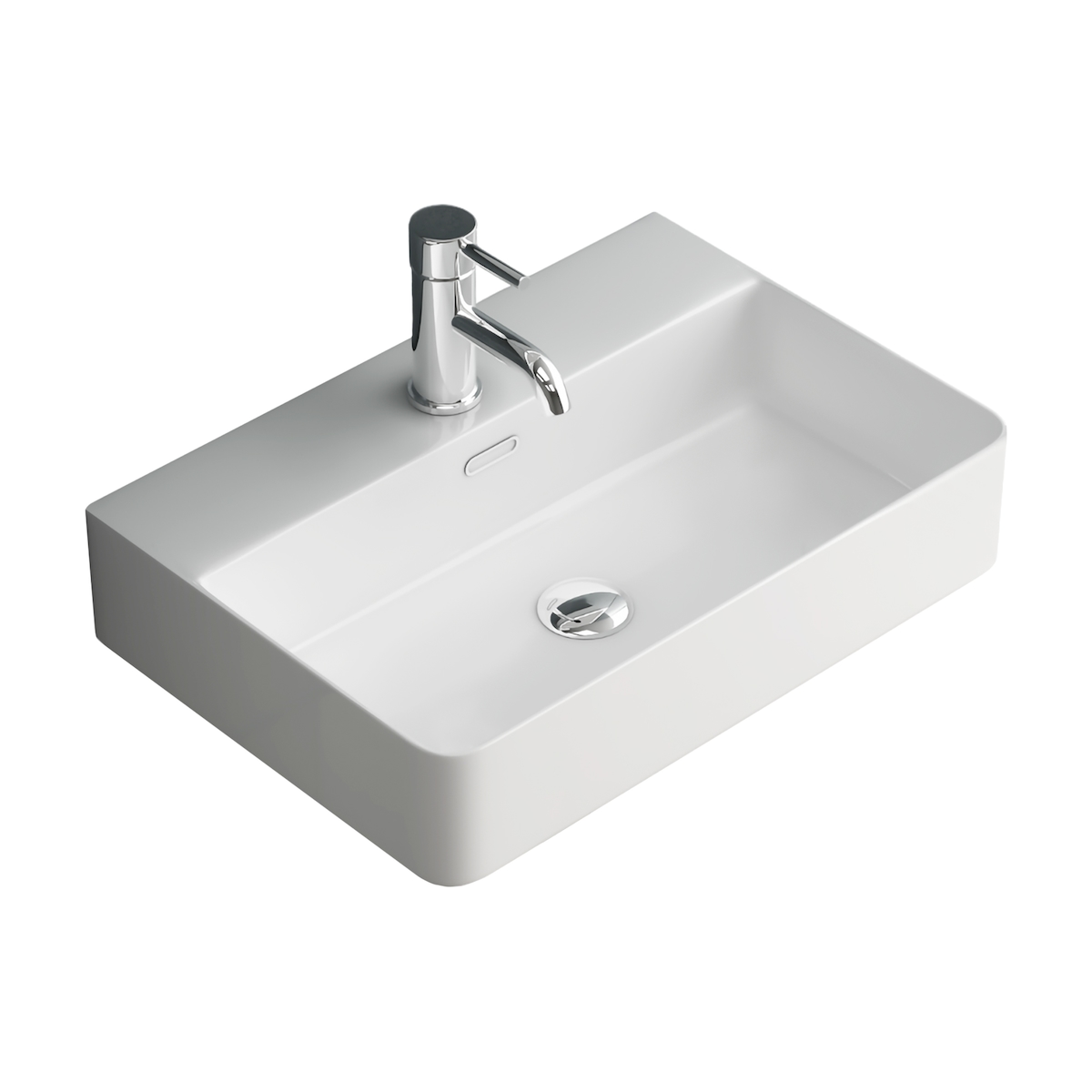 Alpenberger Waschbecken 60 cm Breit | Waschtisch als Hängewaschbecken oder Aufsatzwaschbecken Weiß | Handwaschbecken mit Nano für Gäste WC Badezimmer Image