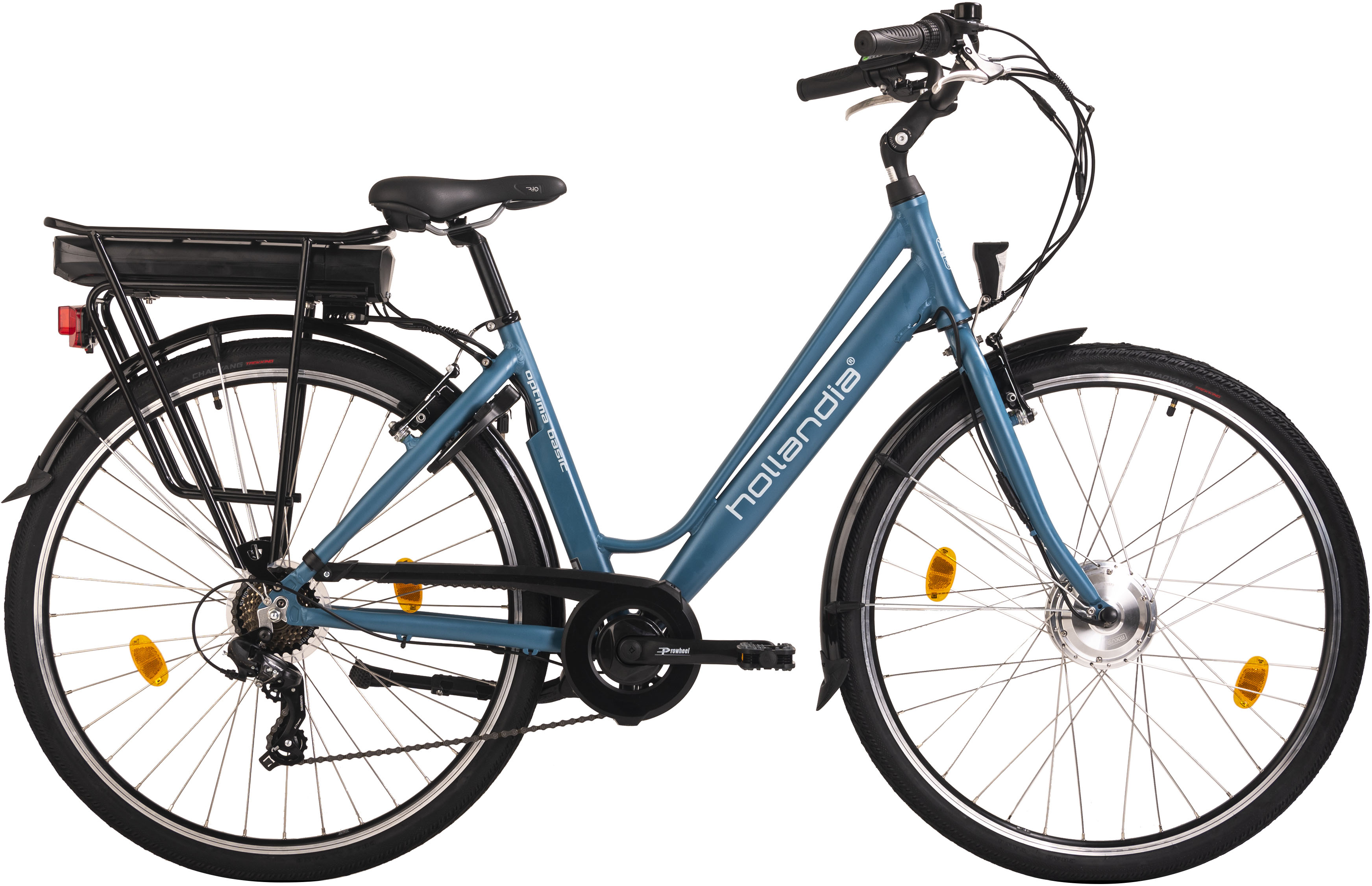 E-Bike HOLLANDIA "Optima Basic" Gr. 46, blau (türkis, blau), Elektrofahrräder, 46cm, 28 Zoll (71,12cm), Pedelec, Elektrofahrrad für Damen u. Herren Image