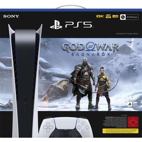 "PLAYSTATION 5 Spielekonsole ""-Digital Edition"" Spielekonsolen inkl. God of War Ragnarök (DownloadCode) schwarz-weiß (weiß, schwarz) PlayStation 5"