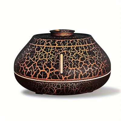 Crackle Paint Flame Aroma Diffuser Simulation Flame Air Humidifier Cool Mist Humidifier Quiet Ultrasonic Humidifiers For Bedroom Home School Dorm Cute Aesthetic Stuff Home Decor Room Decor