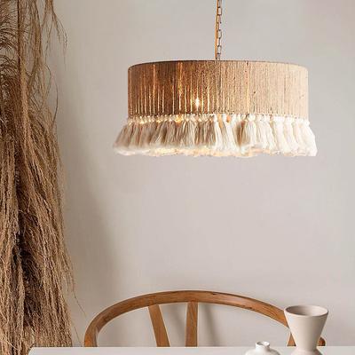 Bohemia Tassel Pendant Light 1 Lights Fringe Chandelier Ceiling Light Handmade ,Boho Light Fixture Cotton Fringes Ceiling Light 30/40cm Wide Colour Creamy White 110-240V