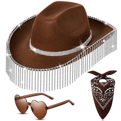 Rhinestone Cowgirl Hat Glitter Cowboy Hat Sparkly Cowboy Hat Men Women Cosplay Party Costume