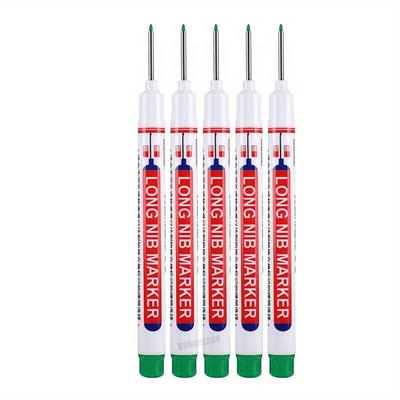 5pcs/set Extended Nib 20MM Red Black Blue White Green Ink Long Head Markers Bathroom Woodworking Decoration Metal Plastic Wood Multi-functional Write Deep Hole Marker Pens