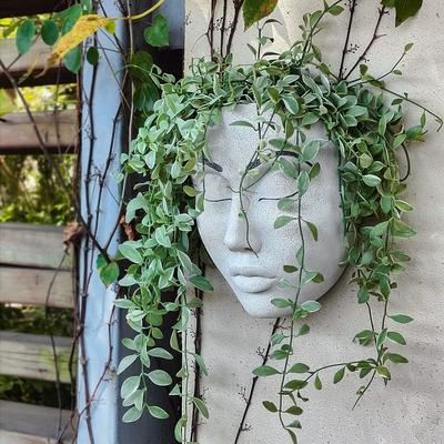 Women's Face Pot Wall Decoration Pot Resin Wall Hanging Flower Pots For Indoor Outdoor Plants Garden Decor