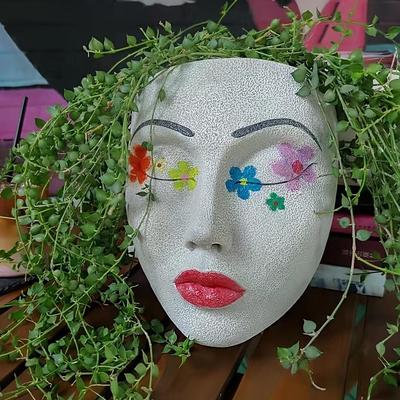 Women's Face Pot Wall Decoration Pot Resin Wall Hanging Flower Pots For Indoor Outdoor Plants Garden Decor