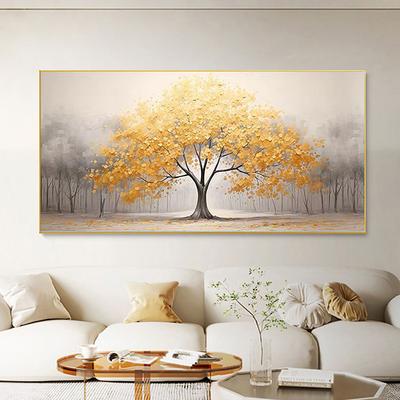 Handmade Oil Painting Canvas Wall Art Decor Original yellow tree texture trees in full for Home Decor With Stretched FrameWithout Inner Frame Painting