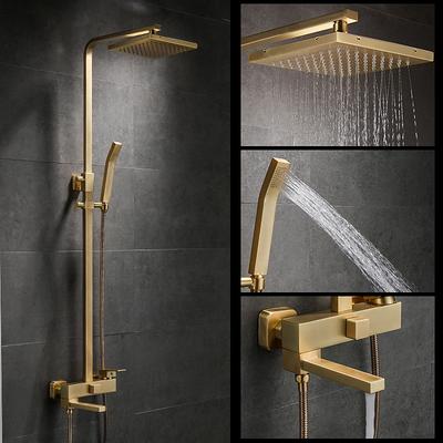 Shower Faucet,Shower System Rainfall Shower Head System Body Jet Massage Set Handshower Included Sound Shower Head Rainfall Shower Antique Vintage Style Nickel Brushed Electroplated