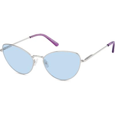 Zenni Women's Cat-Eye Rx Sunglasses Silver Stainless Steel Full Rim Frame