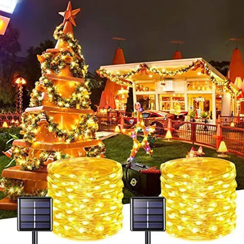 LED Solar Lichterketten 7m/12m/22m/32m Lichterketten Girlande im Freien wasserdicht Garten Weihnachten Hochzeits feier Wohnkultur Lichter