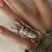 Anthropologie Jewelry | Anthropologie Distressed Statement Beetle Adjustable Ring | Color: Silver | Size: Os