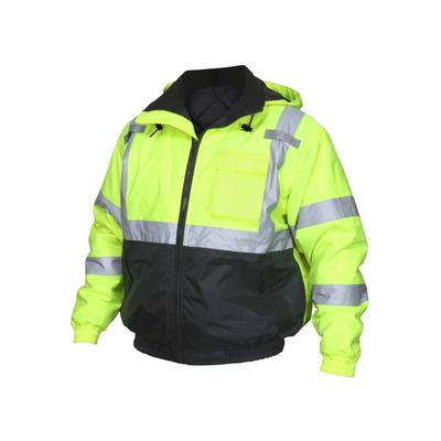 MCR Safety Two Tone Value Quilted Rain Jacket with Silver Reflective Stripes ANSI 107 Class 3 Fluorescent Lime 2X VBBQCL3LX2