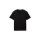 TOM TAILOR Herren Basic T-Shirt mit V-Ausschnitt, schwarz, Uni, Gr. XL
