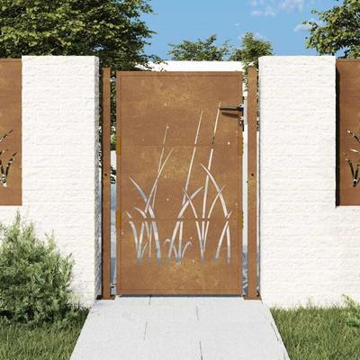 Gartentor 105x130 cm Cortenstahl Gras-Design - Vidaxl Image