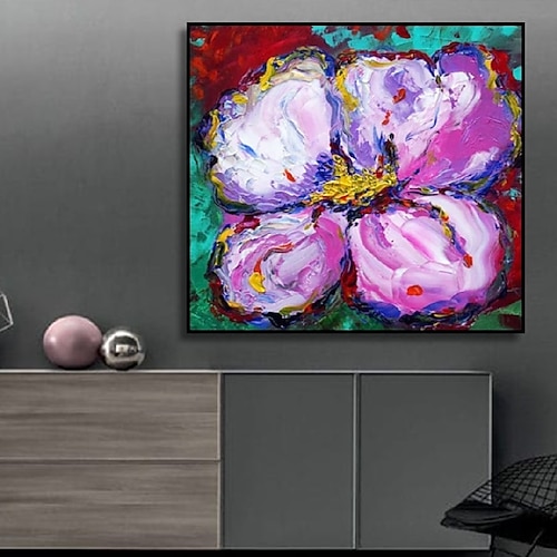 minimalistisches Gemälde handgemachtes abstraktes florales dickes Textur 3D Ölgemälde Frühlingsblumen Landschaft leuchtende Gelb-Weiß-Töne Messer handgemalte Kunst moderne Wanddekoration Malerei Image