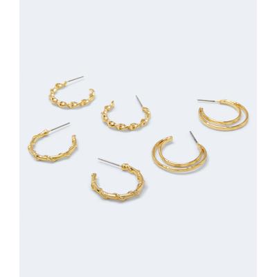 Aeropostale Womens' Crescent Hoop Earring 3-Pack - Gold - Size OS - Metal