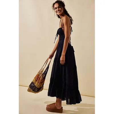 Taking Sides Maxi by free-est at Free People in Navy Blazer, Size: XL