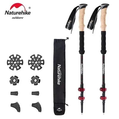 Naturehike Stick 193g Trekking Pole Carbon UltraLight 3-folded Rod Folding Trekking Poles Telescopic