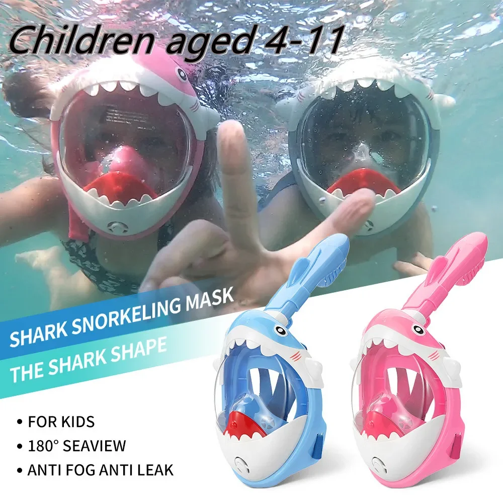 Kinder Cartoon Tauchmaske Schwimmen Voll gesicht Schnorchel maske Jungen Mädchen Unterwasser Tauchen Anti Nebel Schnorchel Set Ausrüstung Kinder Image