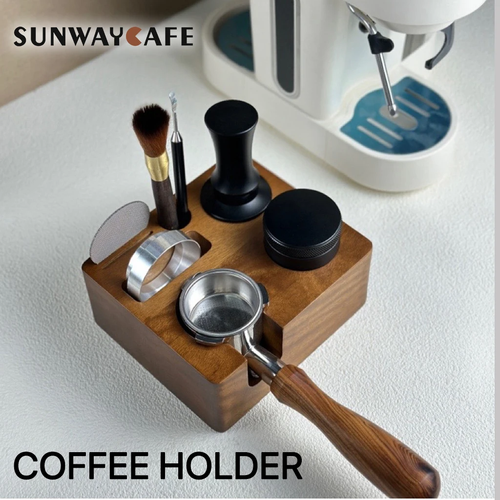 Kaffee Siebträger Halter 58mm Holz Kaffee Tamper Ständer Espresso Kaffeemaschine Unterstützung Basis Rack Kaffee Zubehör für Barista Image