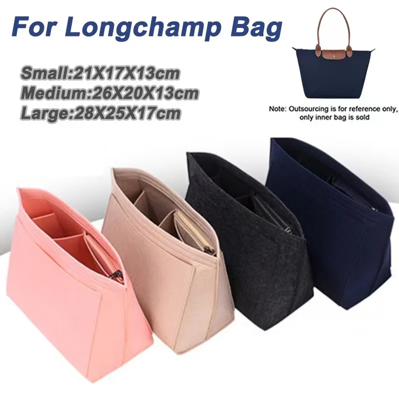 Filz-Einsatztasche, passend für Longchamp Handtasche, Liner-Tasche, Filztuch, Make-up-Tasche, Unterstützung für Reisen, tragbarer Einsatz-Geldbörsen-Organizer Image
