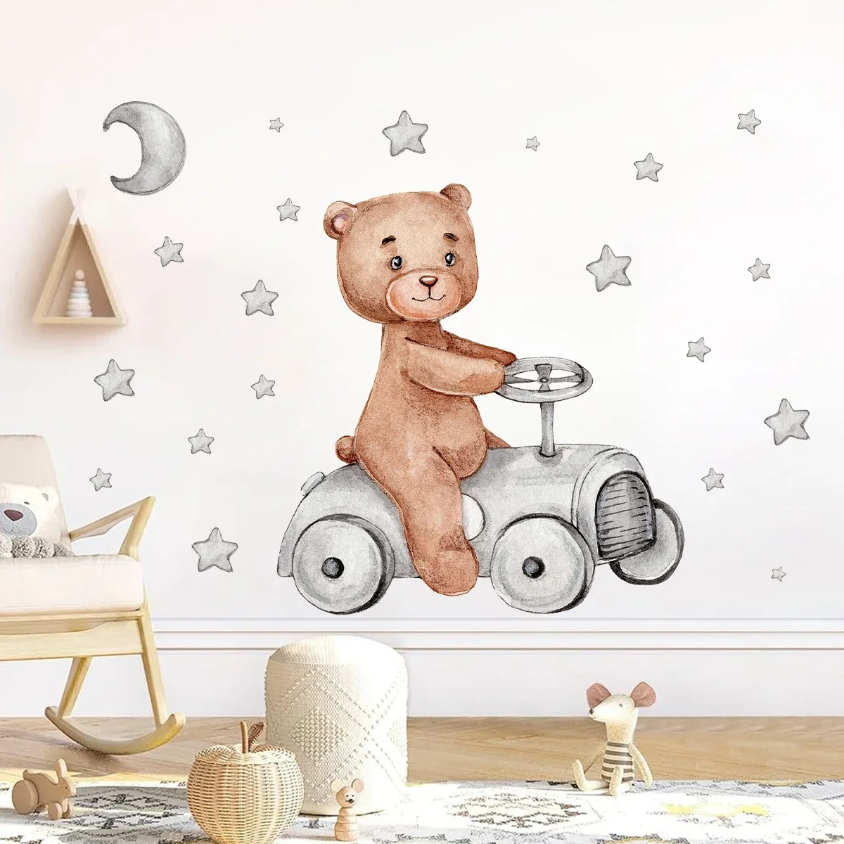 1 Stück Stern Bär Antrieb Wandaufkleber Kinderzimmer Dekoration für Schlafzimmer Wandtattoos Kinderzimmer Dekor für Haus Wohnzimmer