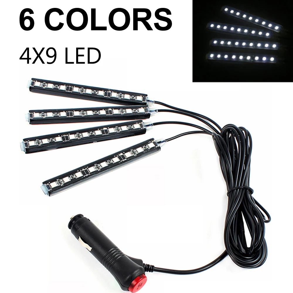 Auto 36 LED Licht Streifen Innen Atmosphäre Neon Lampe Fernbedienung Auto Innen Atmosphäre Lampe Fuß Lampe Mit Zigarette Leichter