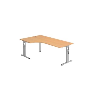 Hammerbacher-Winkeltisch C-Fuß 200x120cm 90°Buche/Silber-VOS82/6/S