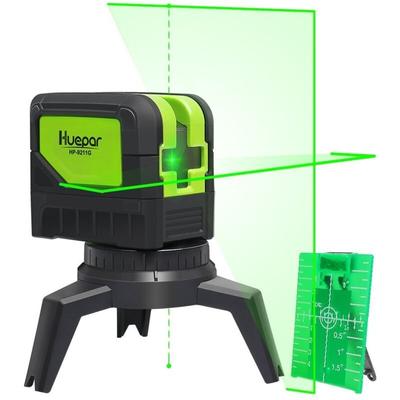 Huepar - Kreuzlinienlaser Grün mit 2 Laserpunkte, diy Linien Laser Selbstnivellierenden und Image