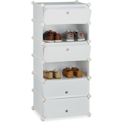 Schuhschrank Kunststoff, Schuhregal geschlossen, Regalsystem 6 Fächer, h x b x t: 107 x 49 x 37 cm, Image