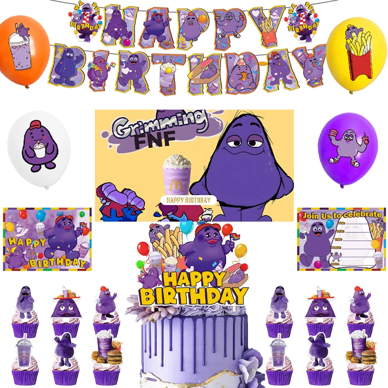 Grimace Balloon Decoration Birthday Party Theme Decoration Boy Garden Decoration Supplies