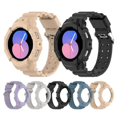 Case+Band for Samsung Galaxy Watch 4 strap 44mm 40mm 5 pro 45mm silicone No Gaps pulseira bracelet