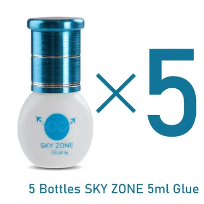 5 Bottles Sky Zone Eyelash Extensions Glue 5g Fast Dry Adhesive Low Irritation False Lava Lashes