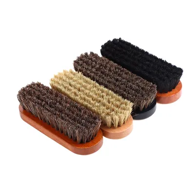 Handle Details Polishing And Cleaning Brush Horse Hair Wood Brush Leather Shoe Care And Cleaning