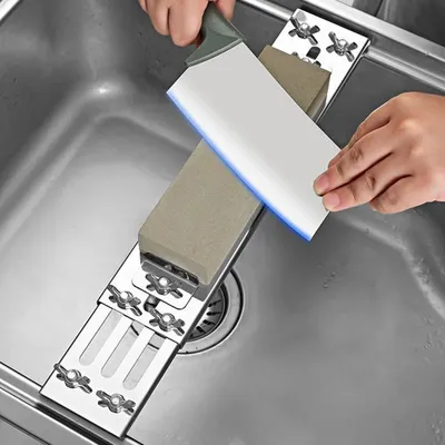 Stainless Steel Anti-Slip Sharpener Tool Retractable Sharpening Stone Bracket Adjustable Non-Slip